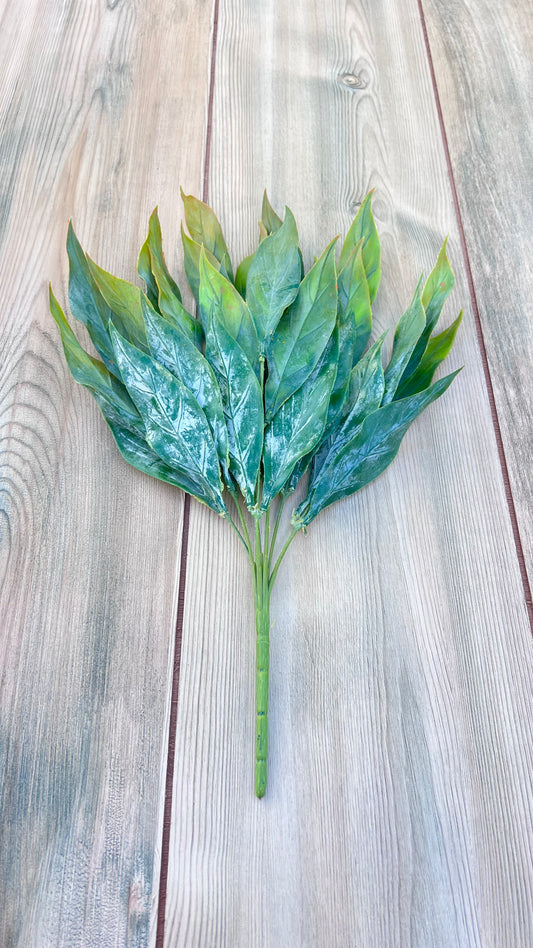 Full view of Leaf Bush — Yellow Green Tips artificial greenery bush displaying overall shape, foliage density, and natural form